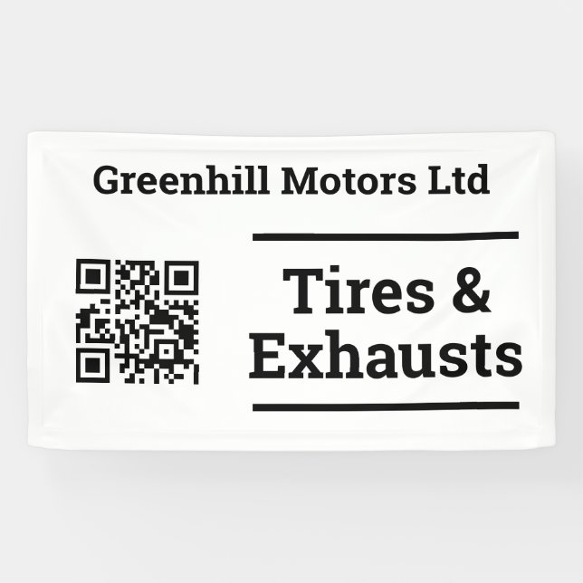 Garage Vehicle Servicing Design with QR Code Banner (Horizontal)