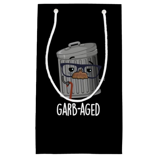 Garb-aged Funny Trash Can Pun Dark BG Small Gift Bag (Front)