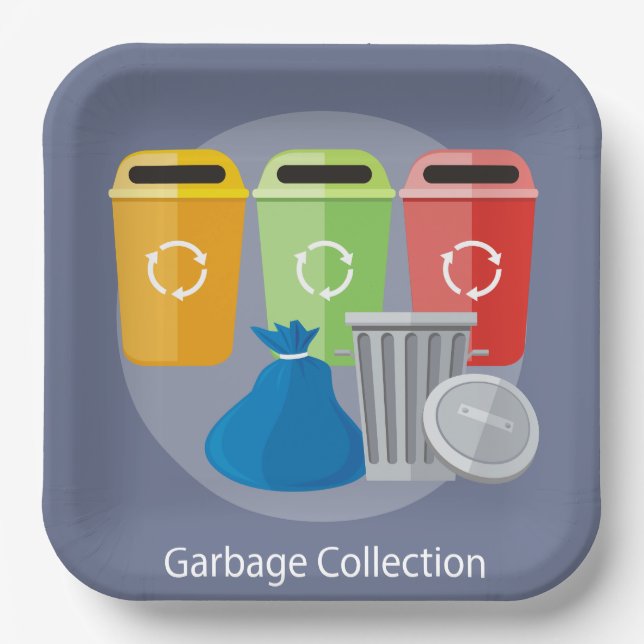 Garbage Collection Recycling Paper Plate (Front)
