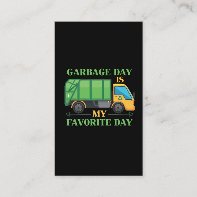 Garbage Day Kids Garbage Truck Trash Recycling Business Card (Front)