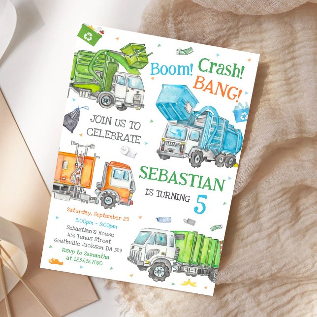 Garbage Dump Truck Birthday Invitation (Creator Uploaded)