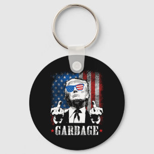 Garbage For Trump 2024 Funny Us American Flag Men  Key Ring