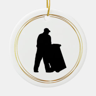Garbage Man Day  Silhouette Christmas Ornament