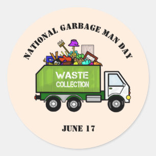 Garbage Man Day Stickers with Garbage Truck