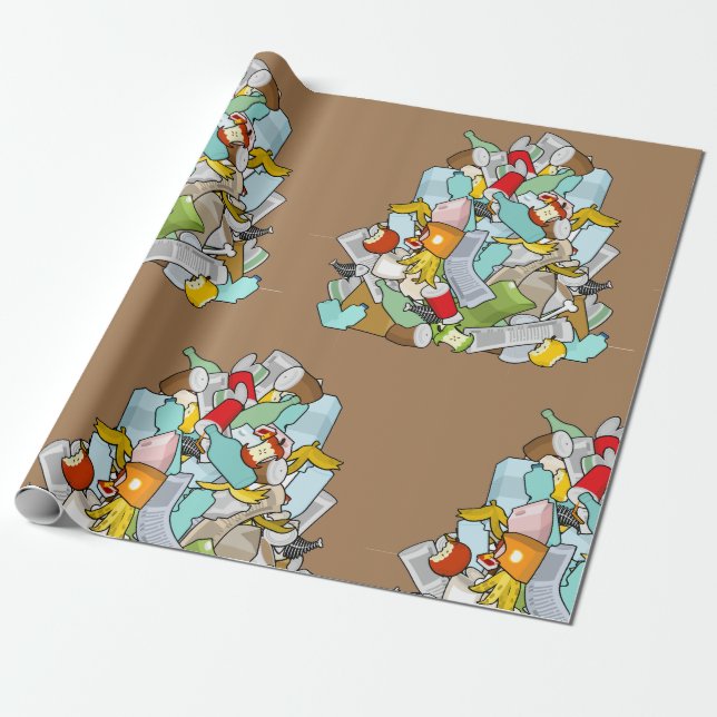 Garbage Pile Messy Trash Recycling Junk Wrapping Paper (Unrolled)