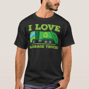 Garbage Smiling Truck Awesome Recycling Day Green T-Shirt