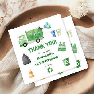 Garbage Trash Truck 1st Birthday Party  Napkin