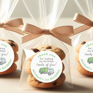 Garbage Trash Truck 1st Birthday Thank You Classic Round Sticker