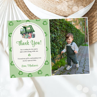 Garbage Trash Truck Birthday Party Thank You Card