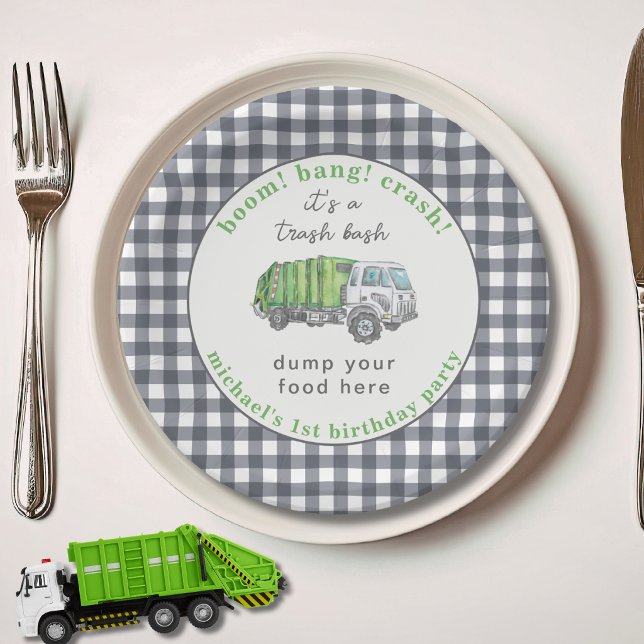 Garbage Trash Truck Birthday Personalized Funny Paper Plate (Creator Uploaded)