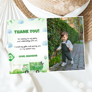 Garbage Trash Truck Birthday Photo Thank You Card