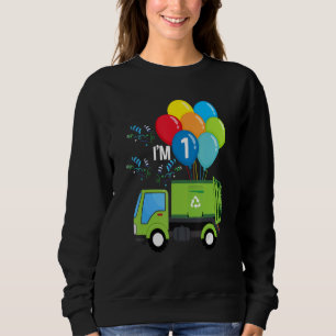 Garbage Truck 1st Birthday Vehicle Green Balloons Sweatshirt