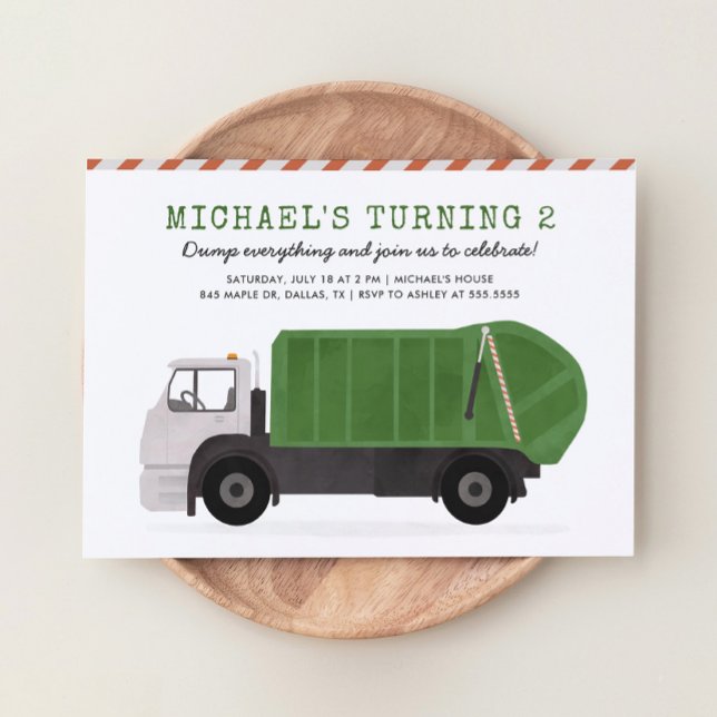 Garbage Truck Birthday Invitation (Creator Uploaded)