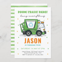 Garbage Truck Birthday Invitation Trash Party