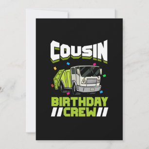 Garbage Truck Birthday Party Cousin Birthday Crew Invitation