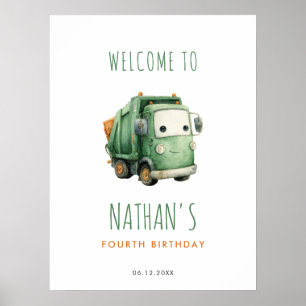 Garbage Truck Birthday Welcome Poster