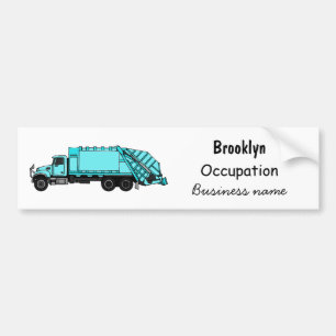 Garbage truck cartoon illustration bumper sticker