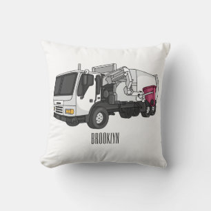 Garbage truck cartoon illustration cushion