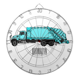 Garbage truck cartoon illustration dartboard
