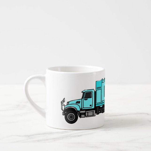 Garbage truck cartoon illustration espresso cup (Left)