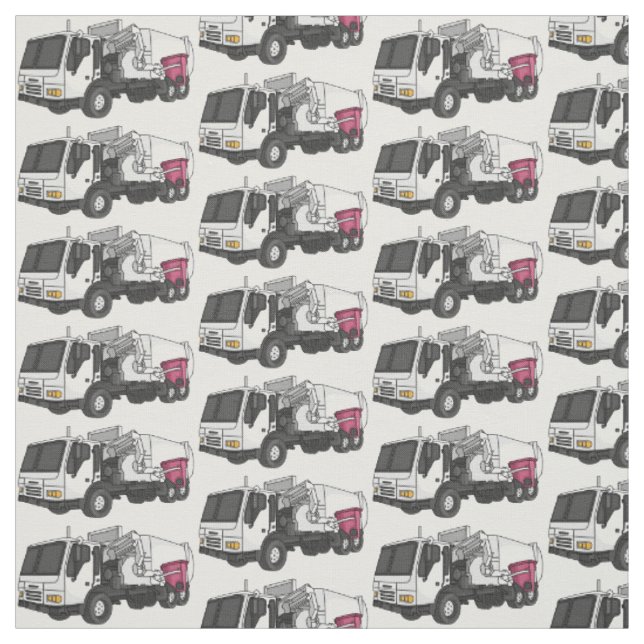Garbage truck cartoon illustration fabric (Swatch)
