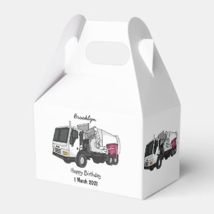 Garbage truck cartoon illustration favour box