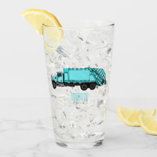 Garbage truck cartoon illustration glass