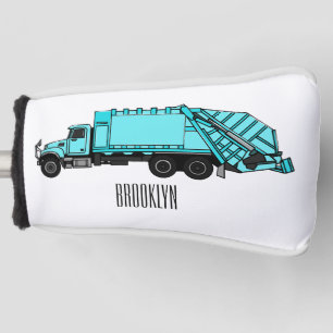 Garbage truck cartoon illustration golf head cover