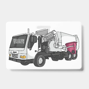 Garbage truck cartoon illustration ID badge