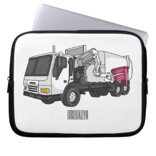 Garbage truck cartoon illustration laptop sleeve