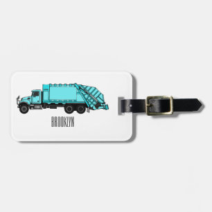 Garbage truck cartoon illustration luggage tag