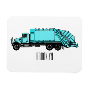 Garbage truck cartoon illustration magnet