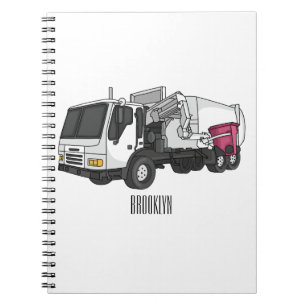 Garbage truck cartoon illustration notebook