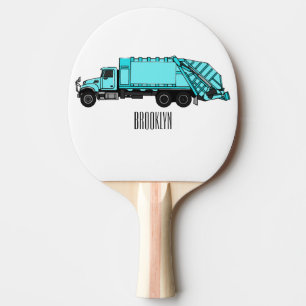 Garbage truck cartoon illustration ping pong paddle