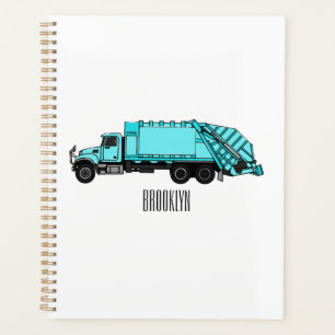 Garbage truck cartoon illustration planner