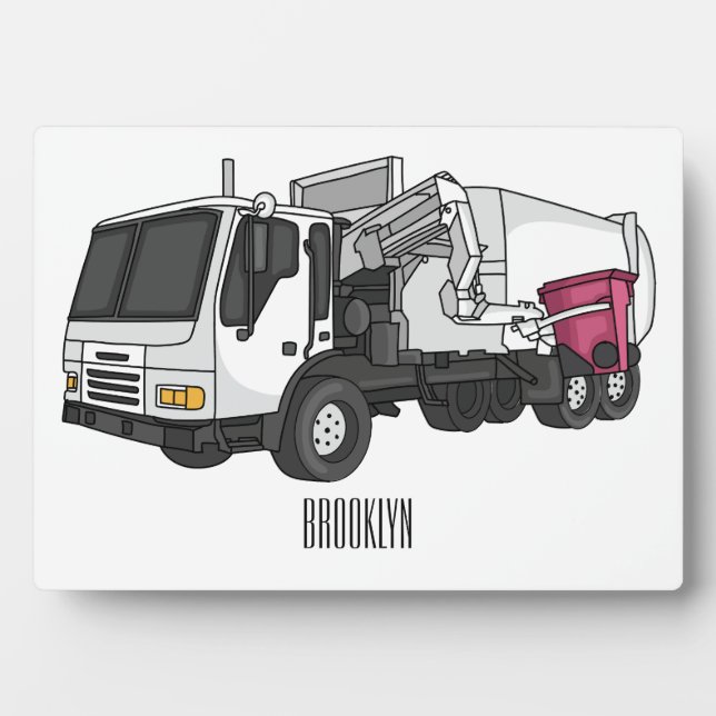 Garbage truck cartoon illustration  plaque (Front)