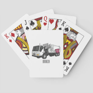 Garbage truck cartoon illustration playing cards