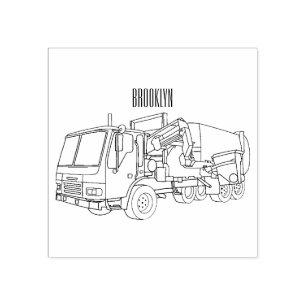 Garbage truck cartoon illustration rubber stamp