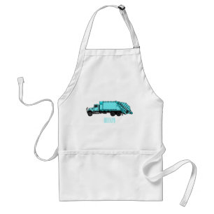 Garbage truck cartoon illustration standard apron