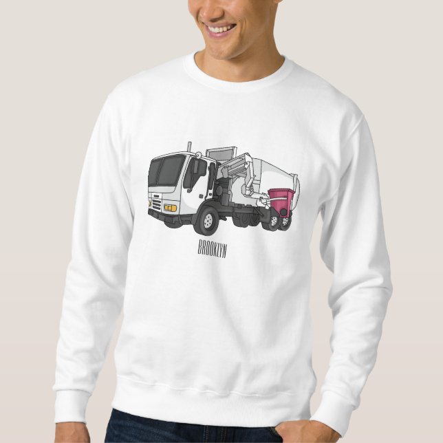 Garbage truck cartoon illustration sweatshirt (Front)