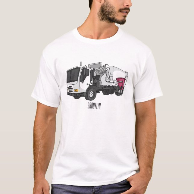 Garbage truck cartoon illustration T-Shirt (Front)