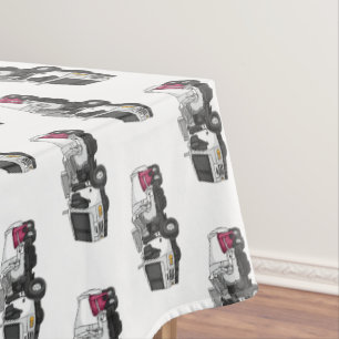 Garbage truck cartoon illustration tablecloth