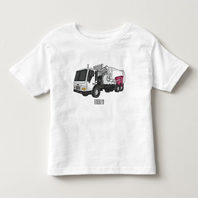 Garbage truck cartoon illustration toddler T-Shirt (Front)