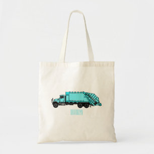 Garbage truck cartoon illustration tote bag