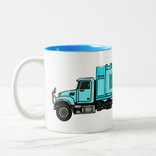 Garbage truck cartoon illustration Two-Tone coffee mug
