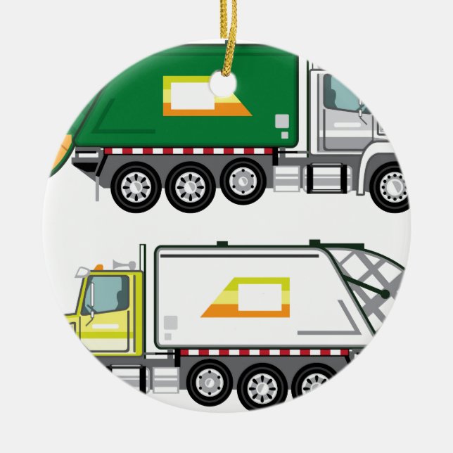 Garbage Truck Ceramic Tree Decoration (Front)