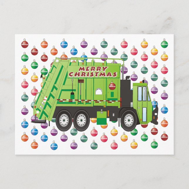 Garbage Truck Christmas Holiday Postcard (Front)