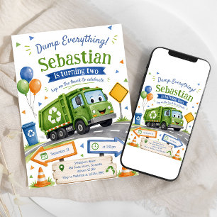 Garbage Truck Dump Truck 3rd Birthday Invitation