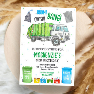 Garbage Truck Dump Truck Birthday Invitation