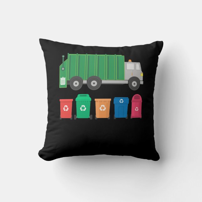 Garbage Truck Gift Trash Truck With Dumpsters Cushion (Front)